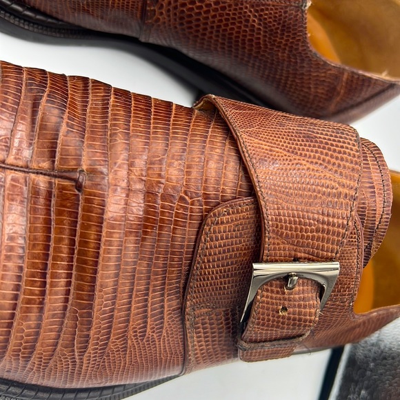 Paolo De Marco by Mezlan Genuine lizard men's shoes with monk strap 11M - Picture 2 of 15